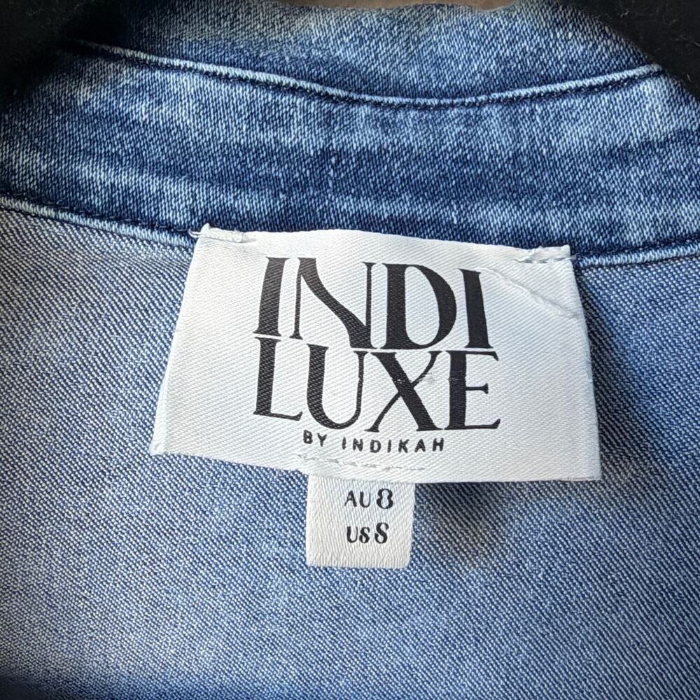 Indi Luxe by Indikah Blue Denim Mini Dress Size S - Picture 4 of 5